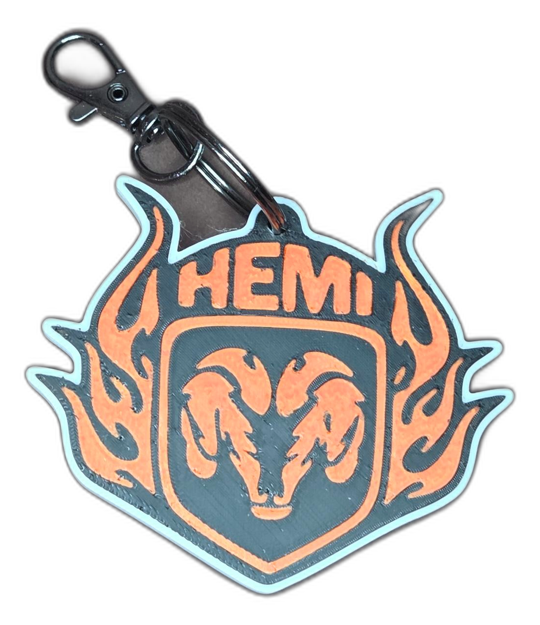 Keychain, flame and ram design