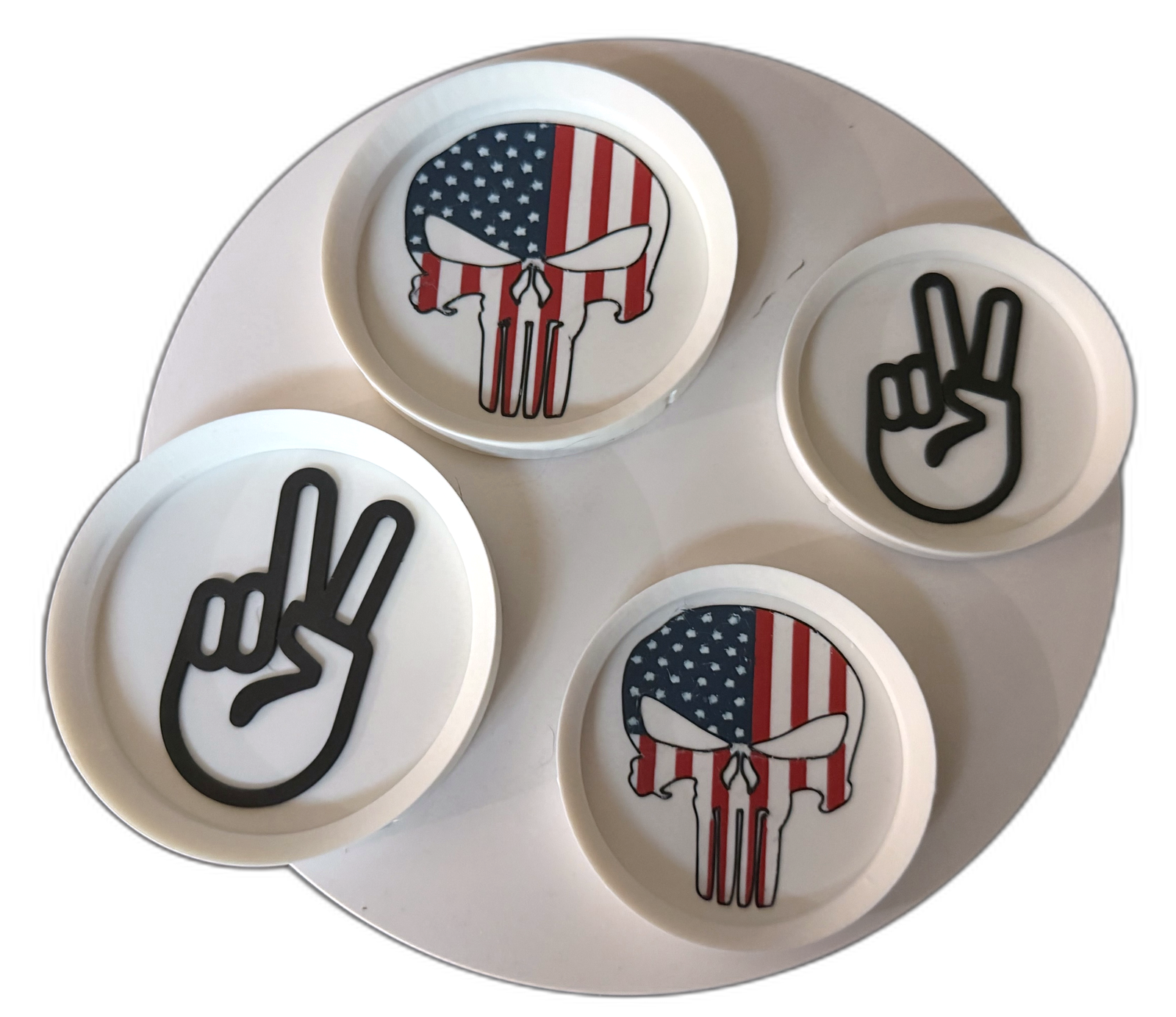 Punisher and peace sign coaster set