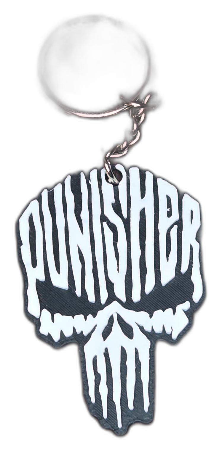 Keychain, skull text design